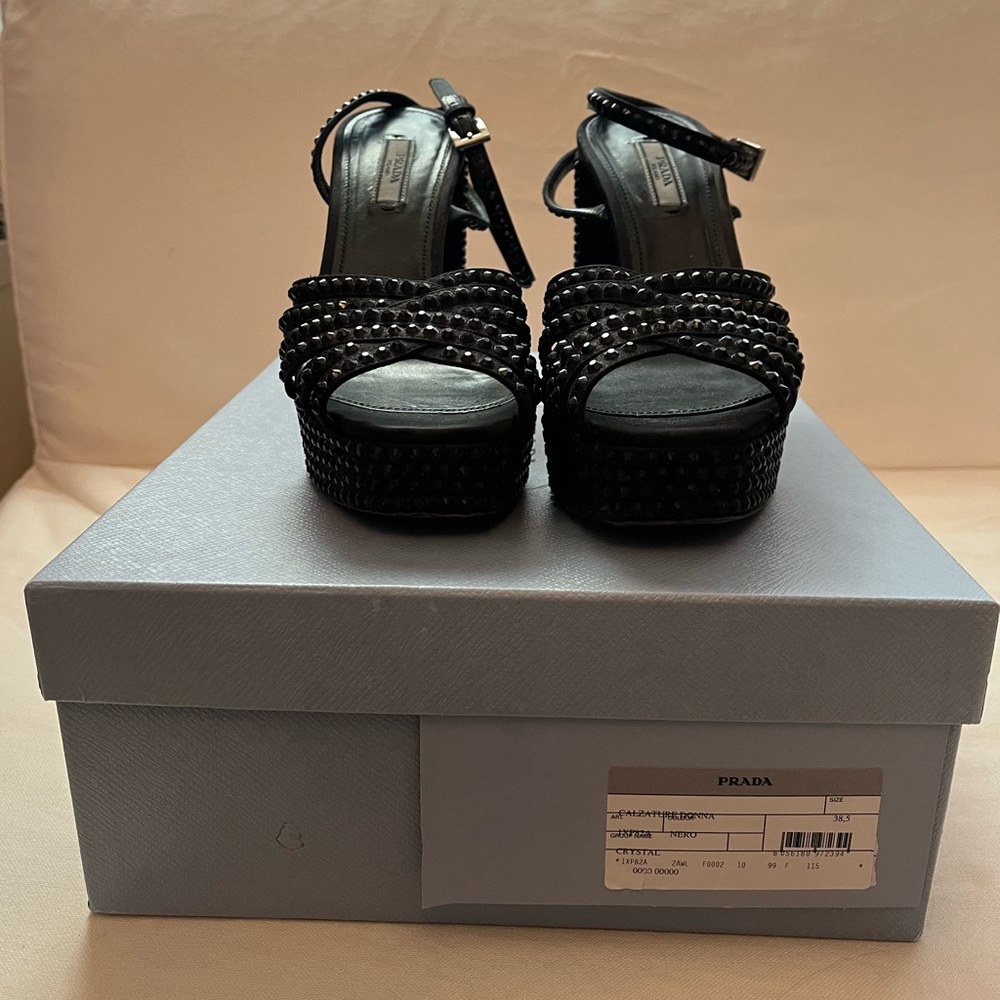Prada Calzature Donna heels in black crystal.